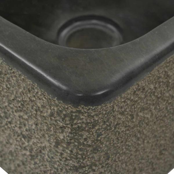 Waschbecken 30x30x15 cm Flussstein Schwarz