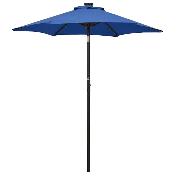 ARDEBO.de - Sonnenschirm mit LED-Beleuchtung Azurblau 200x211 cm Alu