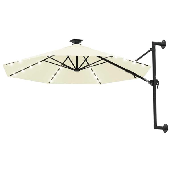 Sonnenschirm zur Wandmontage mit LEDs 300 cm Sandweiß