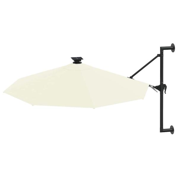 Sonnenschirm zur Wandmontage mit LEDs 300 cm Sandweiß