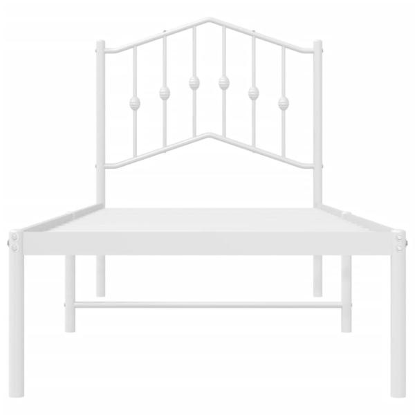 Metallbett ohne Matratze mit Kopfteil Weiß 75x190 cm