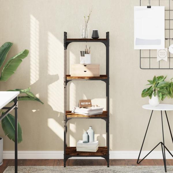 ARDEBO.de - B?cherregal 4 B?den R?uchereiche 40x30x120 cm Holzwerkstoff