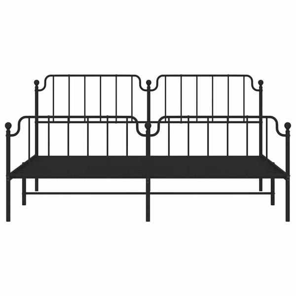 Bettgestell mit Kopf- und Fußteil Metall Schwarz 193x203 cm