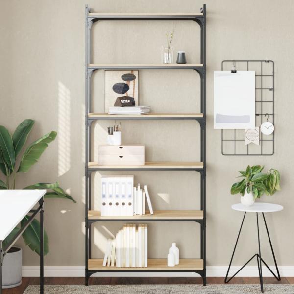 ARDEBO.de - Bücherregal 6 Böden Sonoma-Eiche 80x30x188 cm Holzwerkstoff