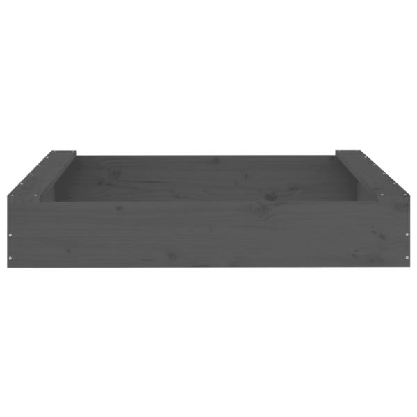 Sandkasten mit Sitzen Grau Quadratisch Massivholz Kiefer