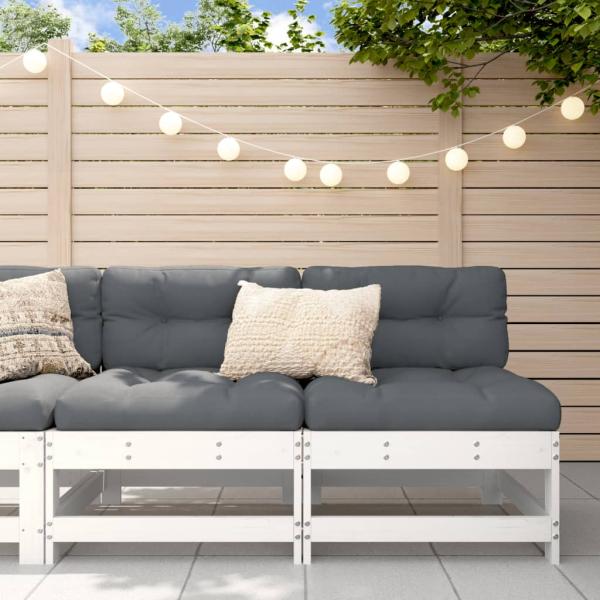 ARDEBO.de - Garten-Mittelsofas 2 Stk. Weiß Massivholz Kiefer