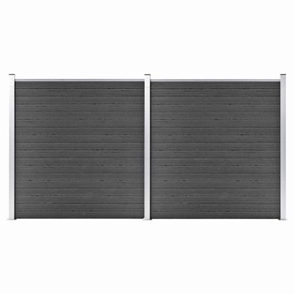 ARDEBO.de - Zaunelement Set WPC 353x186 cm Schwarz