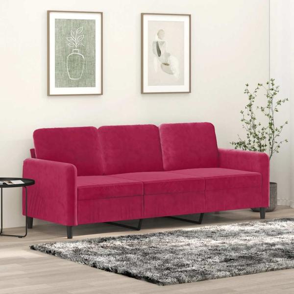 ARDEBO.de - 3-Sitzer-Sofa Weinrot 180 cm Samt