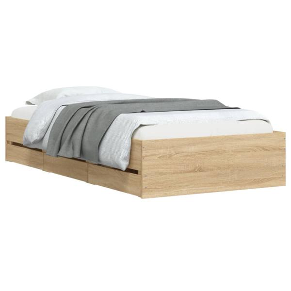 Bettgestell mit Schubladen Sonoma-Eiche 75x190 cm Holzwerkstoff