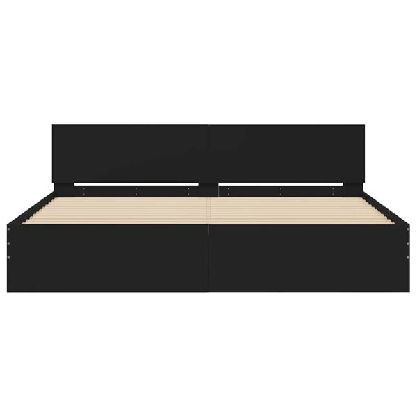 Bettgestell mit Kopfteil Schwarz 200x200 cm