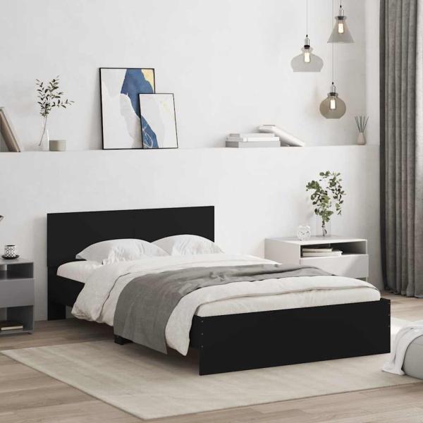 ARDEBO.de - Bettgestell mit Kopfteil Schwarz 135x190 cm