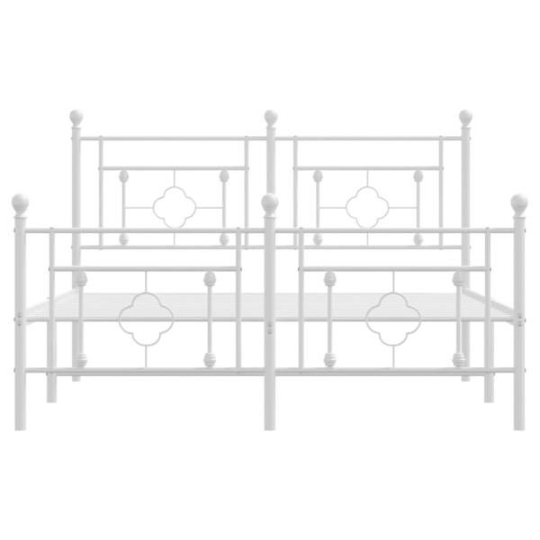 Bettgestell mit Kopf- und Fußteil Metall Weiß 140x190 cm