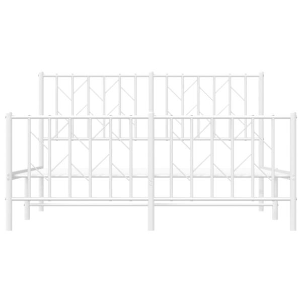 Bettgestell mit Kopf- und Fußteil Metall Weiß 135x190 cm
