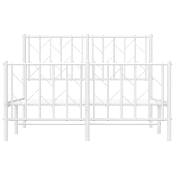 Bettgestell mit Kopf- und Fußteil Metall Weiß 120x190 cm