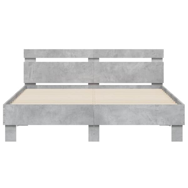 Bettgestell mit Kopfteil Betongrau 140x200 cm Holzwerkstoff