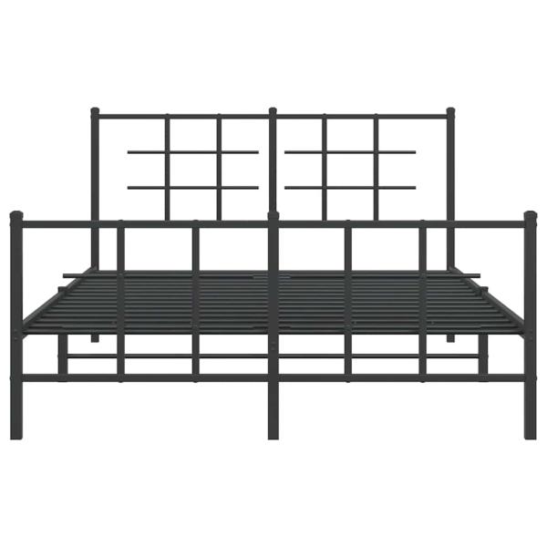 Bettgestell mit Kopf- und Fußteil Metall Schwarz 140x190 cm