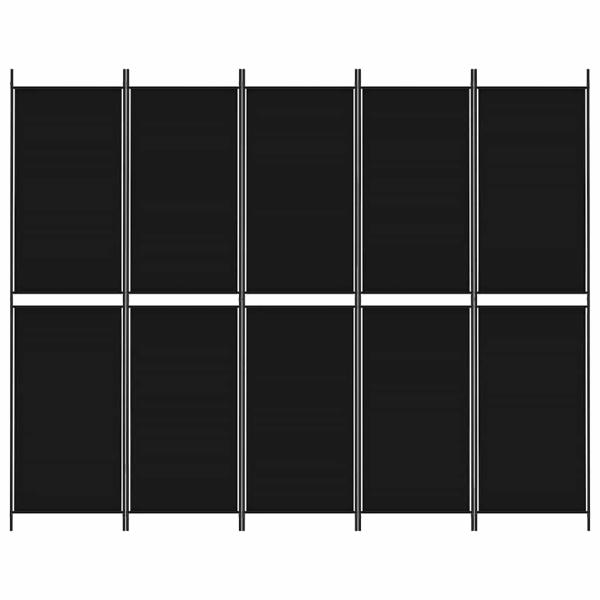 5-tlg. Paravent Schwarz 250x200 cm Stoff