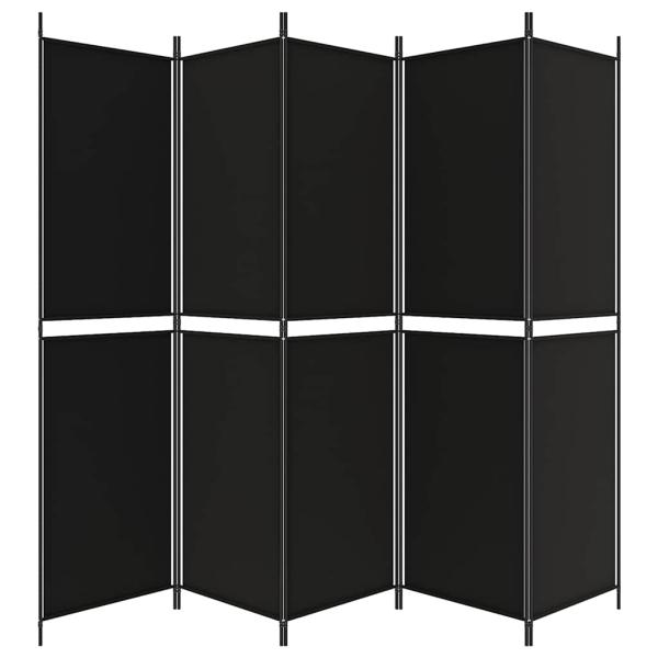 5-tlg. Paravent Schwarz 250x200 cm Stoff