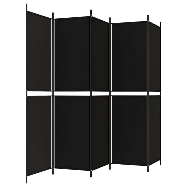 5-tlg. Paravent Schwarz 250x200 cm Stoff