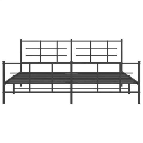 Bettgestell mit Kopf- und Fußteil Metall Schwarz 193x203 cm