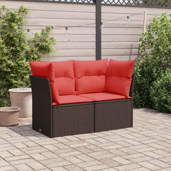 ARDEBO.de - Garten-Sofa mit Kissen Braun 124 x 62 x 69 cm Poly Rattan
