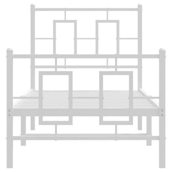 Bettgestell mit Kopf- und Fußteil Metall Weiß 75x190 cm