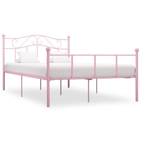 ARDEBO.de - Bettgestell Rosa Metall 160x200 cm