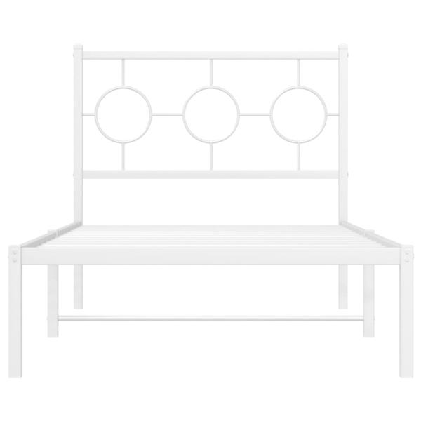Bettgestell mit Kopfteil Metall Weiß 90x200 cm
