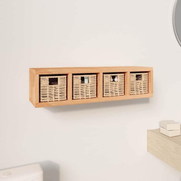 ARDEBO.de - Wandregal mit Körben 62x18x16 cm Massivholz Nussbaum