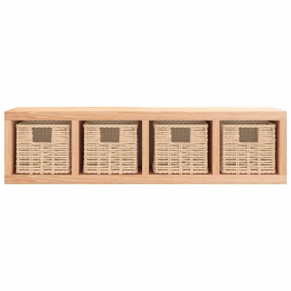 Wandregal mit Körben 62x18x16 cm Massivholz Nussbaum
