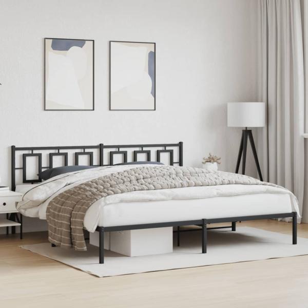 ARDEBO.de - Bettgestell mit Kopfteil Metall Schwarz 193x203 cm