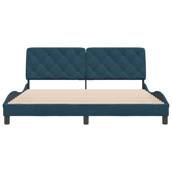 Bettgestell ohne Matratze Blau 180x200 cm Samt