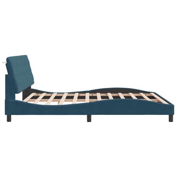 Bettgestell ohne Matratze Blau 180x200 cm Samt