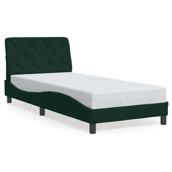 Bettgestell ohne Matratze Dunkelgrün 90x190 cm Samt