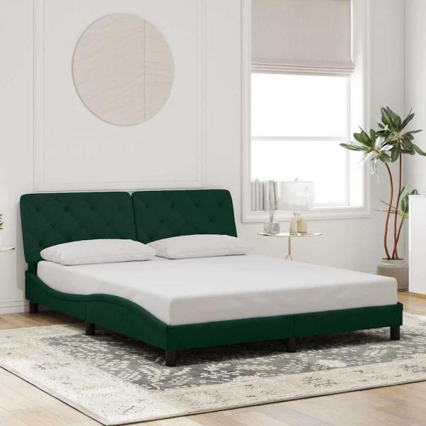 ARDEBO.de - Bettgestell ohne Matratze Dunkelgrün 160x200 cm Samt