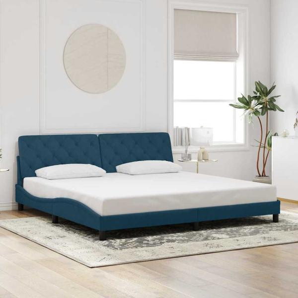 ARDEBO.de - Bettgestell ohne Matratze Blau 200x200 cm Samt