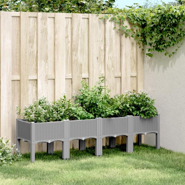 ARDEBO.de - Pflanzkasten mit Beinen Hellgrau 160x40x42 cm PP