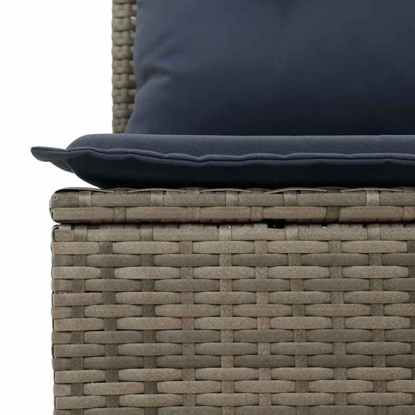 9-tlg. Garten-Sofagarnitur mit Kissen Grau Poly Rattan