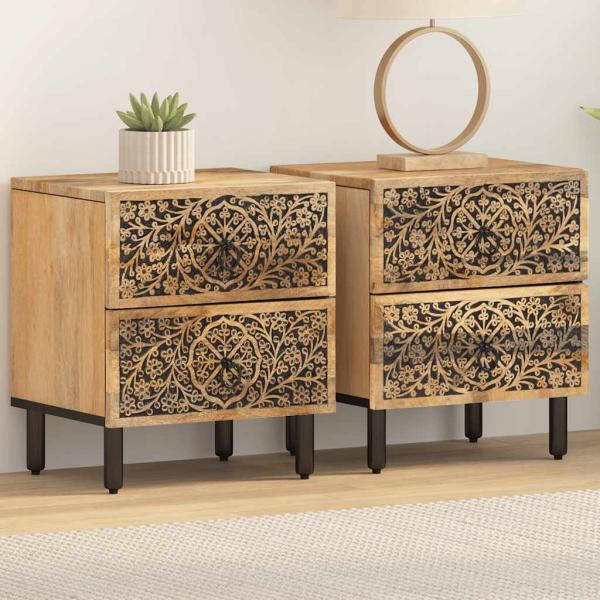 ARDEBO.de - Nachttische 2 Stk. 40x33x46 cm Massivholz Mango