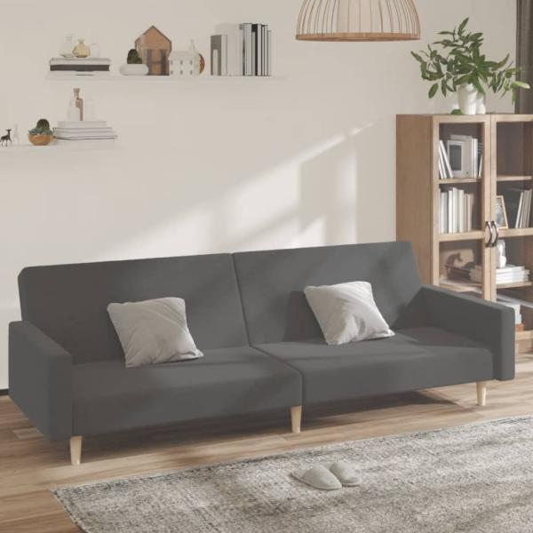 ARDEBO.de - Schlafsofa 2-Sitzer Hellgrau Stoff