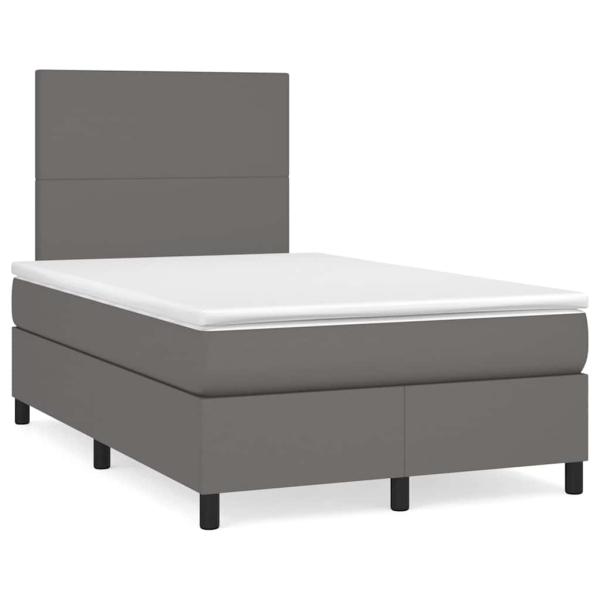 ARDEBO.de - Boxspringbett mit Matratze & LED Grau 120x190 cm Kunstleder