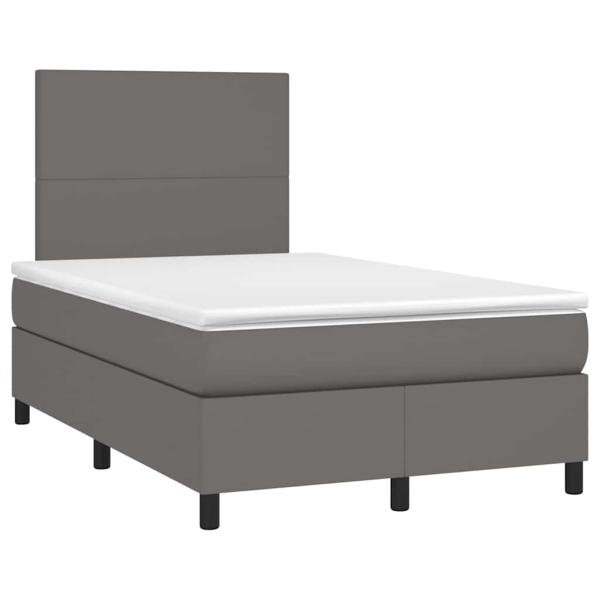 Boxspringbett mit Matratze & LED Grau 120x190 cm Kunstleder