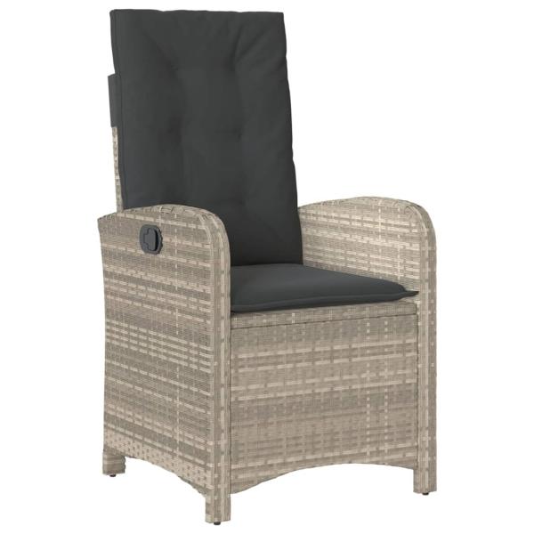 3-tlg. Garten-Essgruppe mit Kissen Hellgrau Poly Rattan