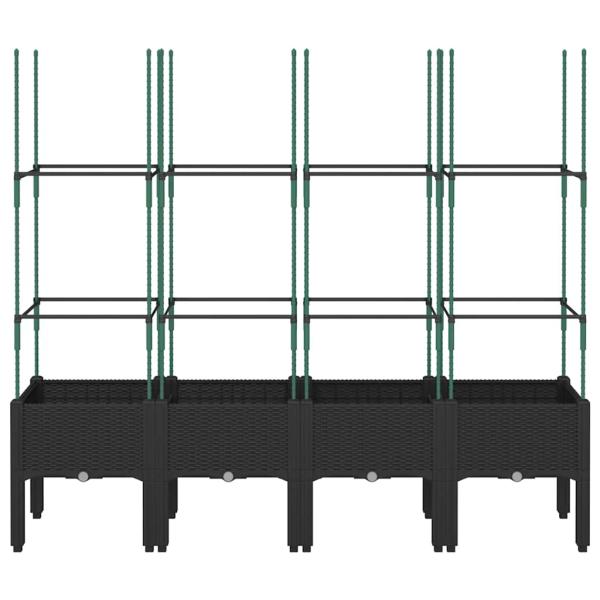Pflanzkübel mit Rankgitter Schwarz 160x40x142,5 cm PP