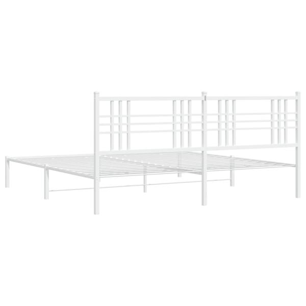 Bettgestell mit Kopfteil Metall Weiß 193x203 cm