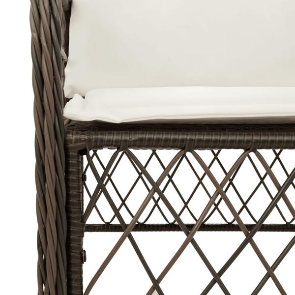 3-tlg. Bistro-Set mit Kissen Braun Poly Rattan