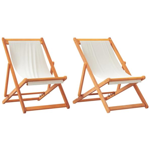 Klappstühle, 2 Stück, cremeweißer Stoff