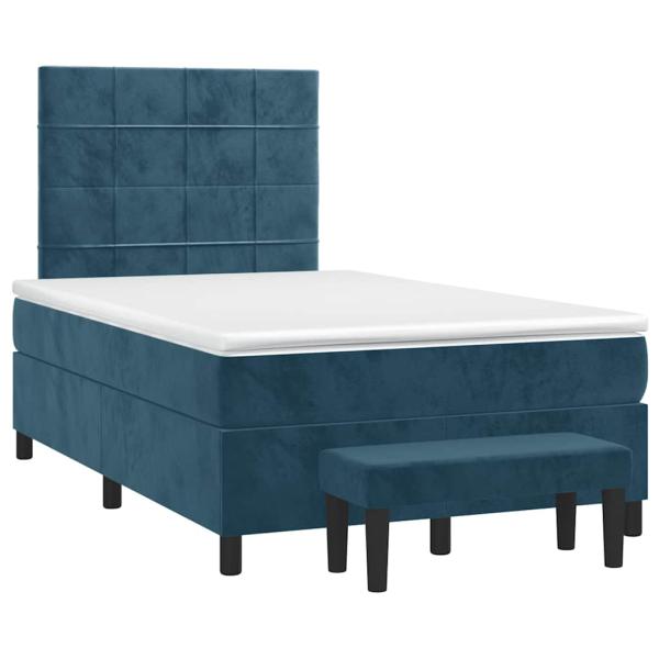 Boxspringbett mit Matratze Dunkelblau 120x190 cm Samt