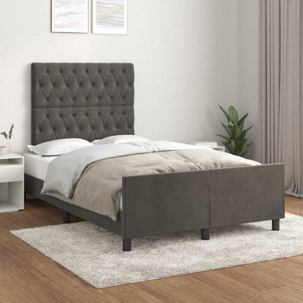 ARDEBO.de - Bettgestell ohne Matratze Dunkelgrau 120x190 cm Samt