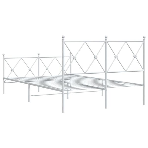 Bettgestell mit Kopf- und Fußteil Metall Weiß 120x200 cm